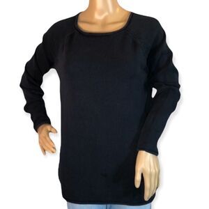 Eddie Bauer Navy Blue Tight Weave Cotton Sweater